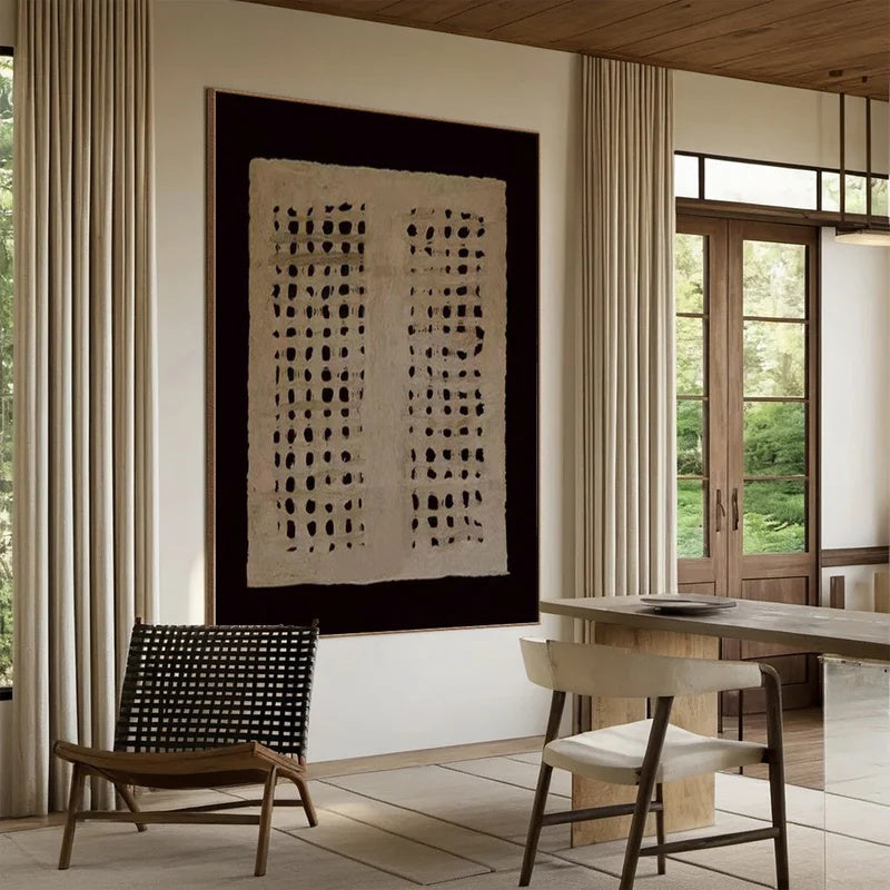 Minimalist Textured Abstract Wall Art for Modern Interiors – Silent Grid#AB14112