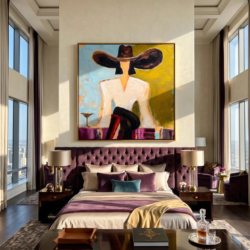 Modern Cowgirl Wall Art – Textured Western Woman Painting#ypy825003
