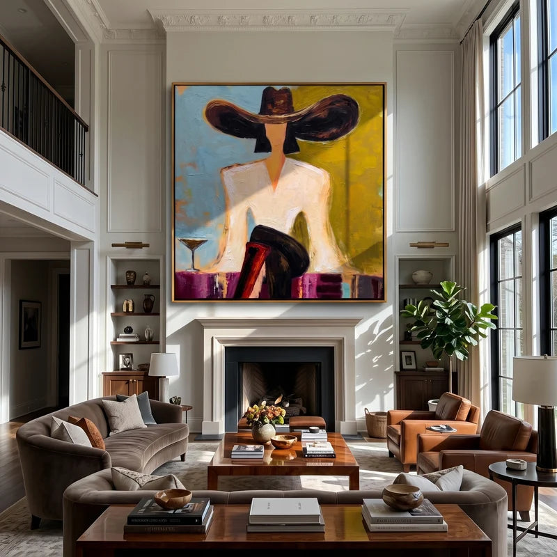 Modern Cowgirl Wall Art – Textured Western Woman Painting#ypy825003