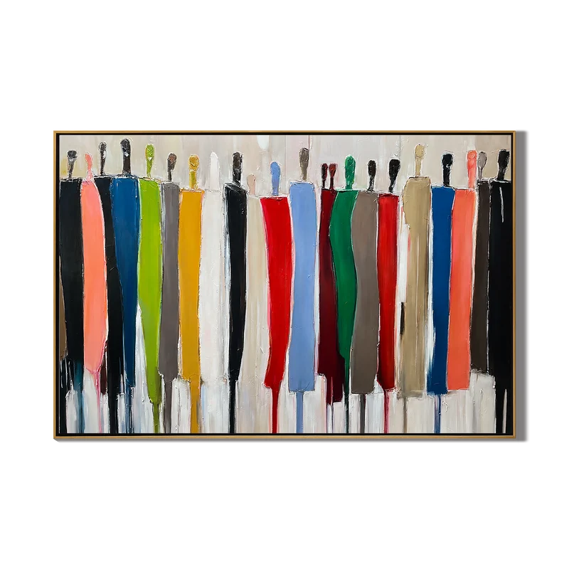 Colorful Abstract Crowd Wall Art – Modern People Painting#yy825005