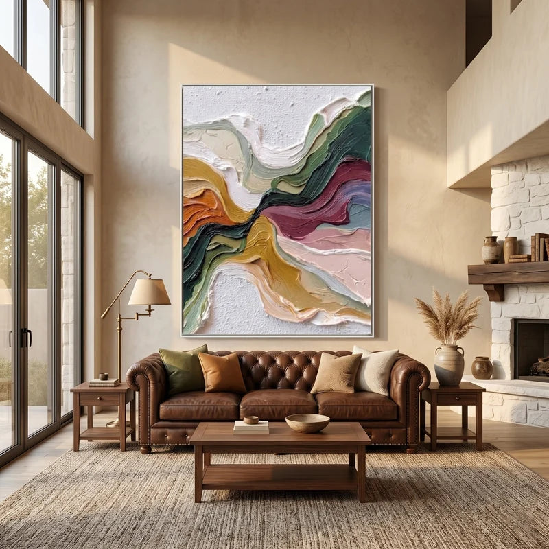 Earth Tone Flowing Abstract Wall Art – Textured Organic Painting#yy825011