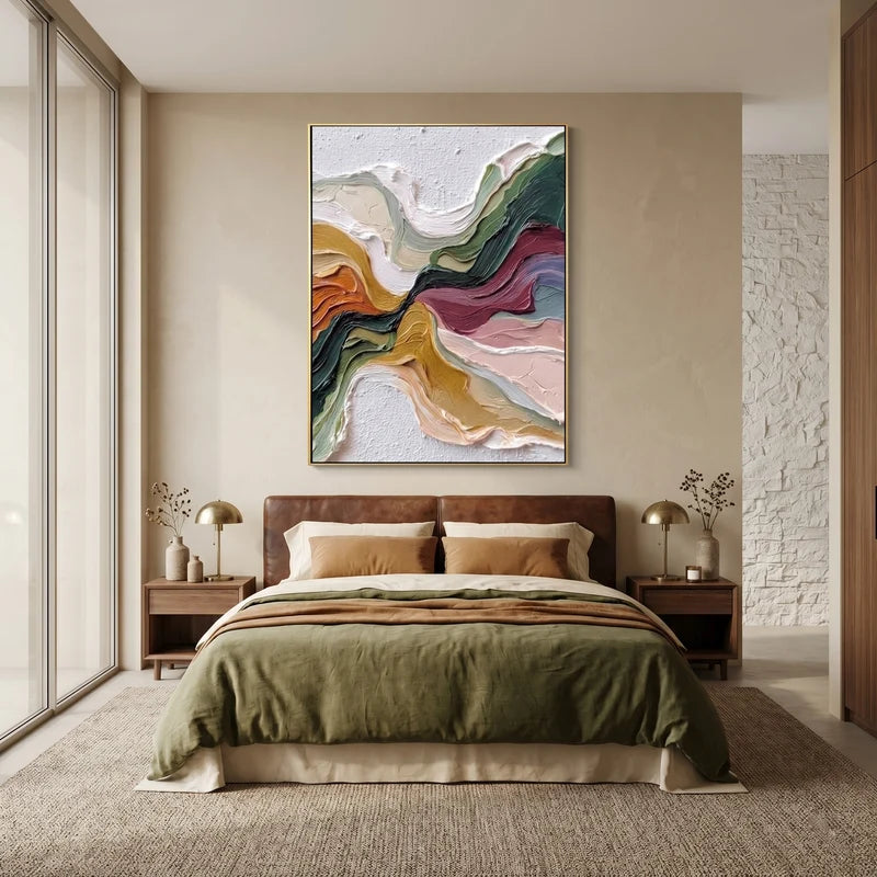 Earth Tone Flowing Abstract Wall Art – Textured Organic Painting#yy825011
