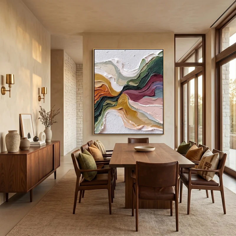 Earth Tone Flowing Abstract Wall Art – Textured Organic Painting#yy825011