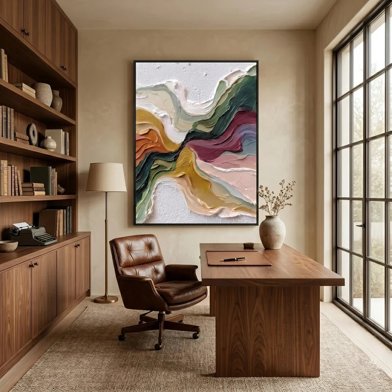 Earth Tone Flowing Abstract Wall Art – Textured Organic Painting#yy825011
