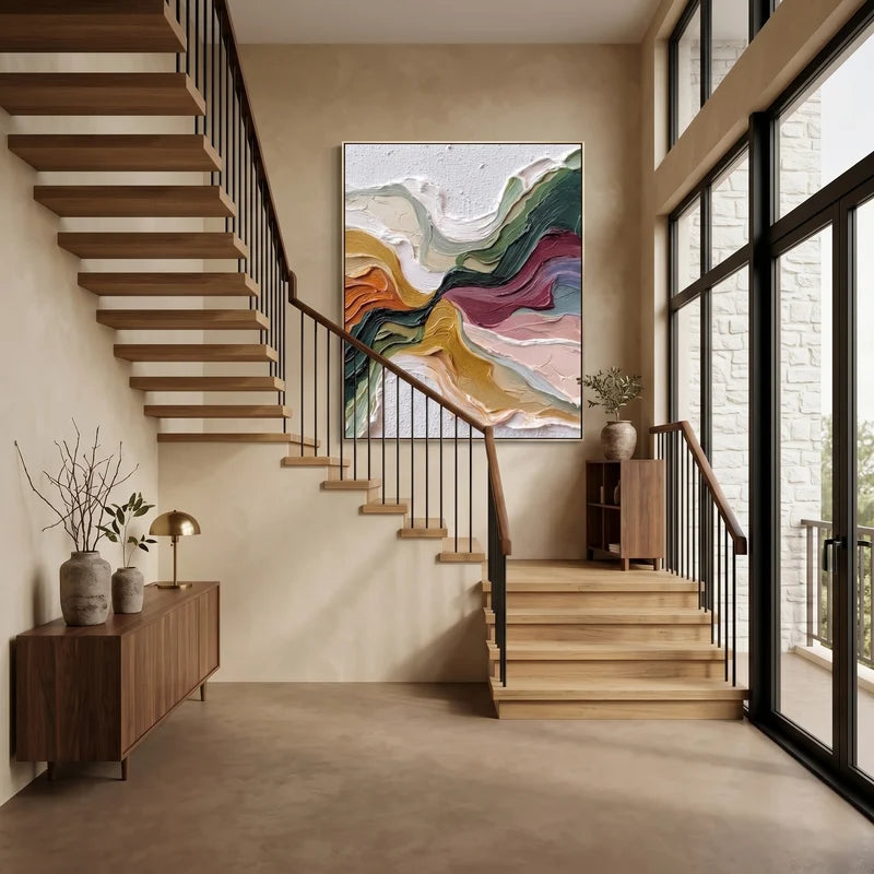 Earth Tone Flowing Abstract Wall Art – Textured Organic Painting#yy825011