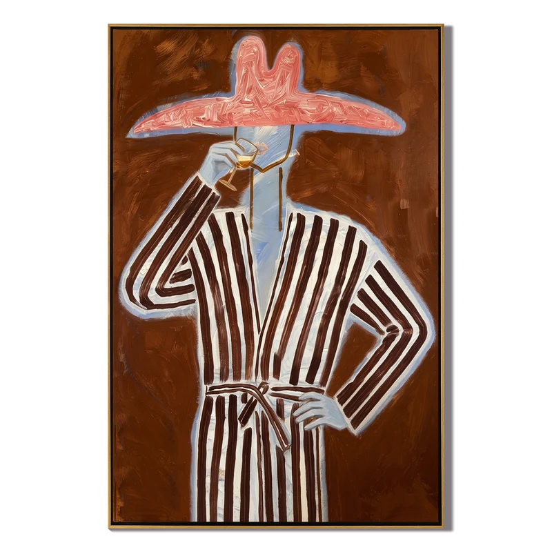 Pink Cowboy Hat Wall Art – Striped Western Cocktail Portrait#yy825015