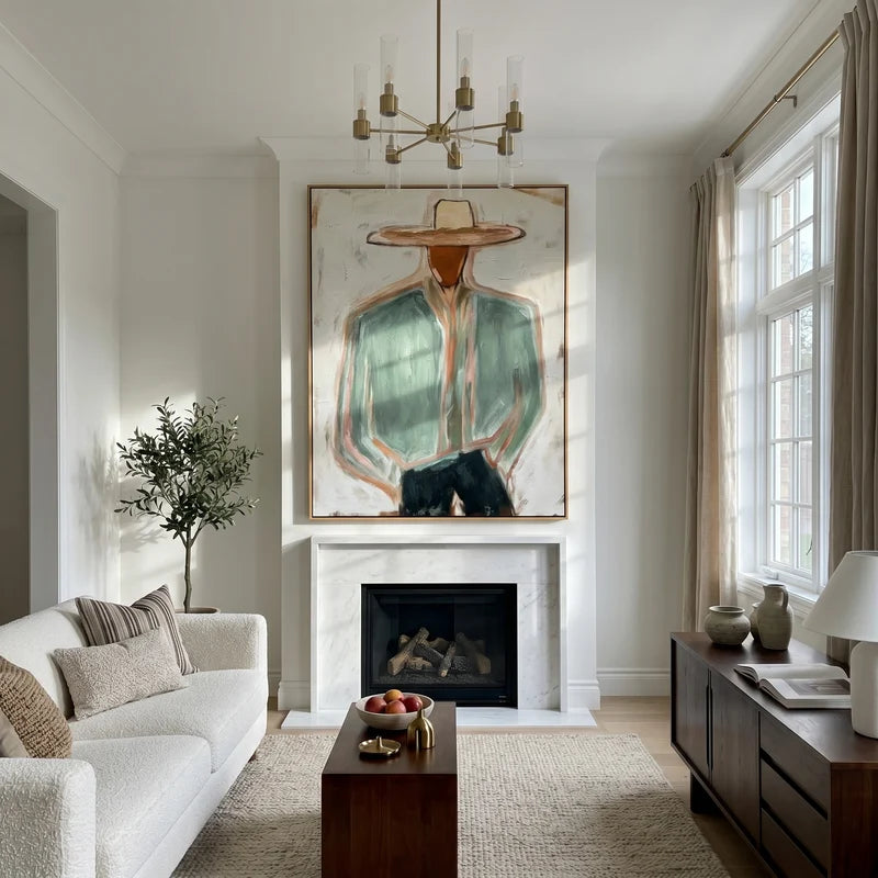 Sage Green Cowboy Wall Art – Minimalist Western Portrait#yy825016