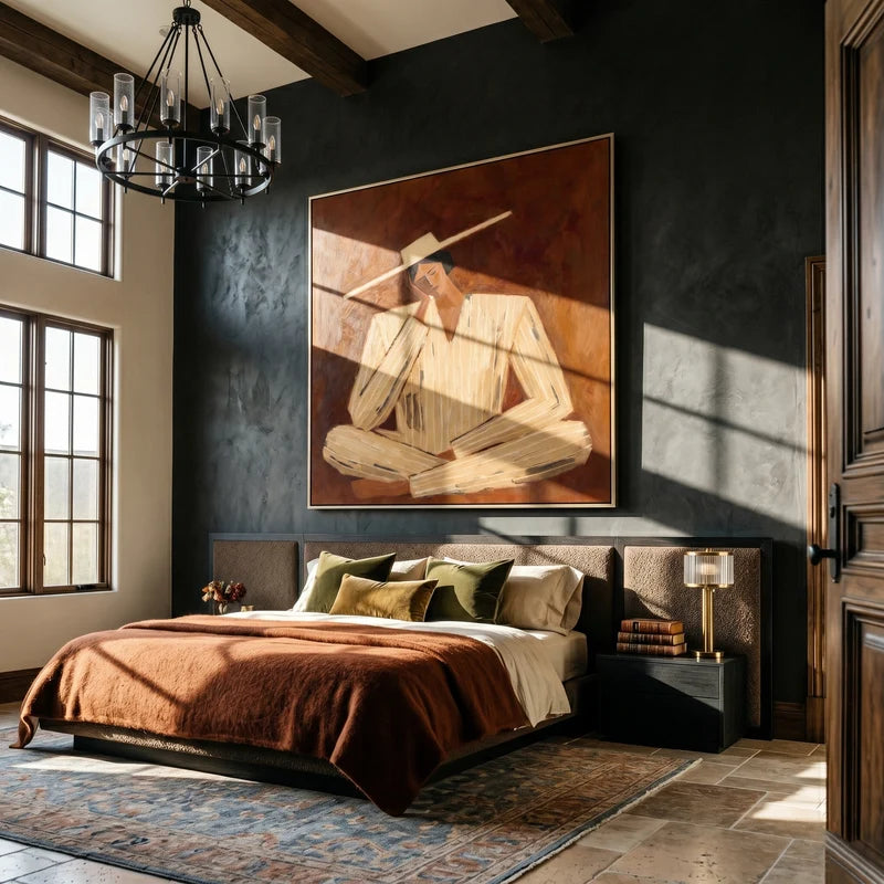 Contemplative Western Figure Wall Art – Cream Suit Portrait#yy825021