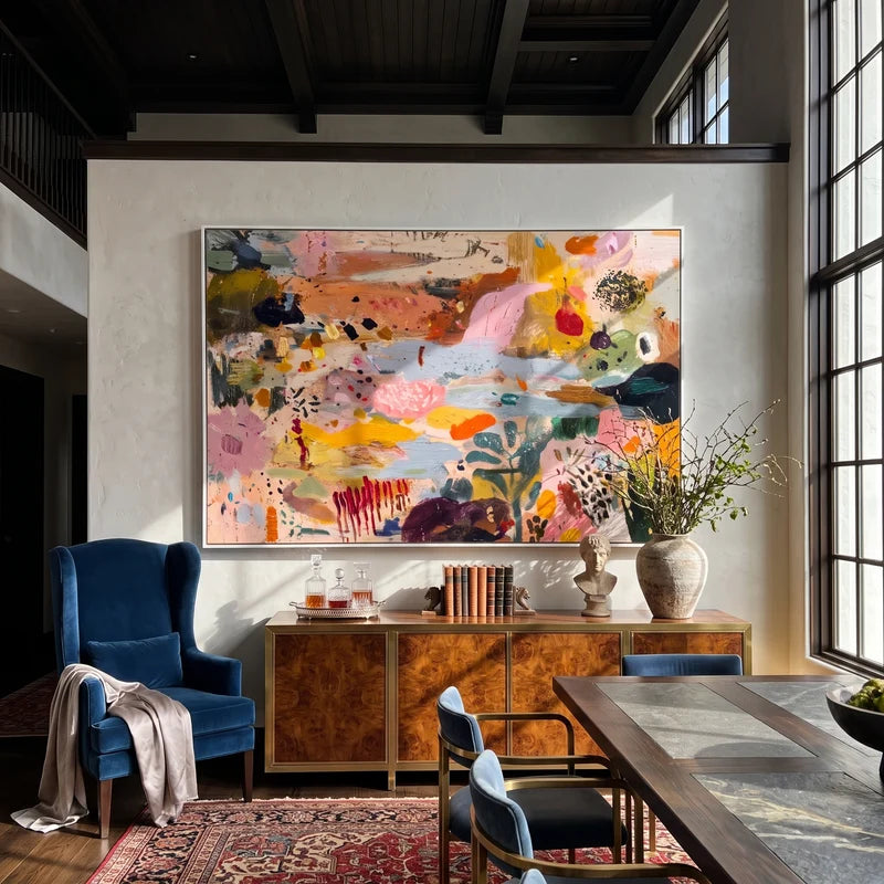 Colorful Abstract Wall Art – Pink Orange Eclectic Painting#yy825024