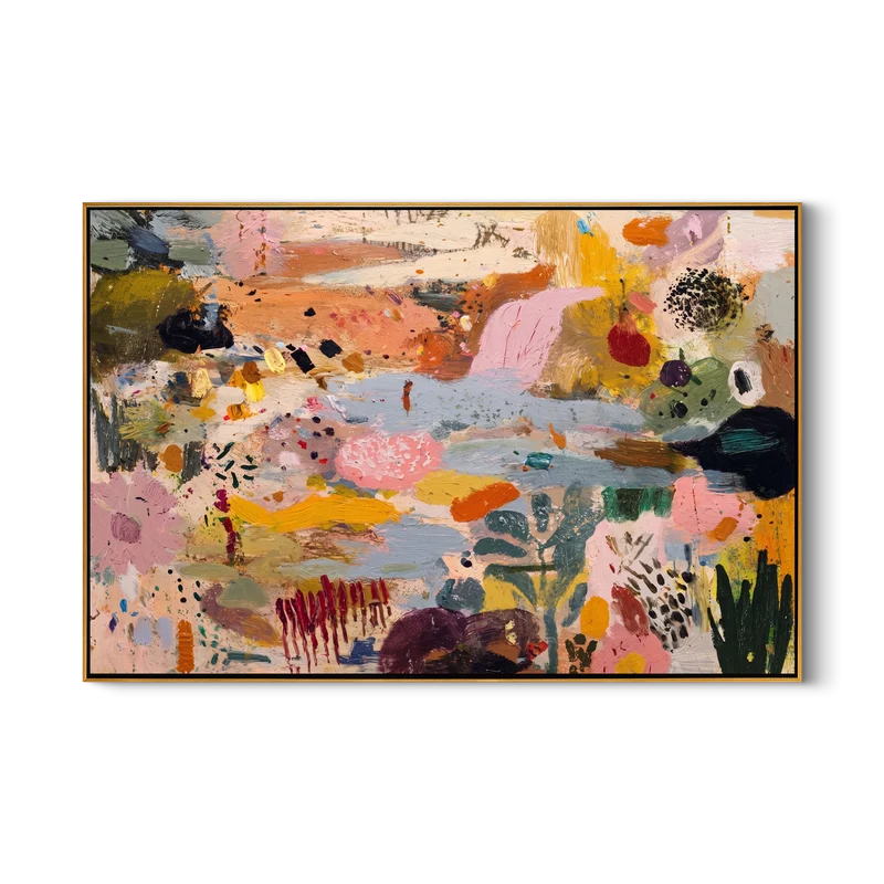 Colorful Abstract Wall Art – Pink Orange Eclectic Painting#yy825024