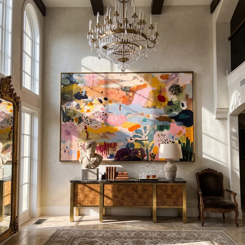 Colorful Abstract Wall Art – Pink Orange Eclectic Painting#yy825024