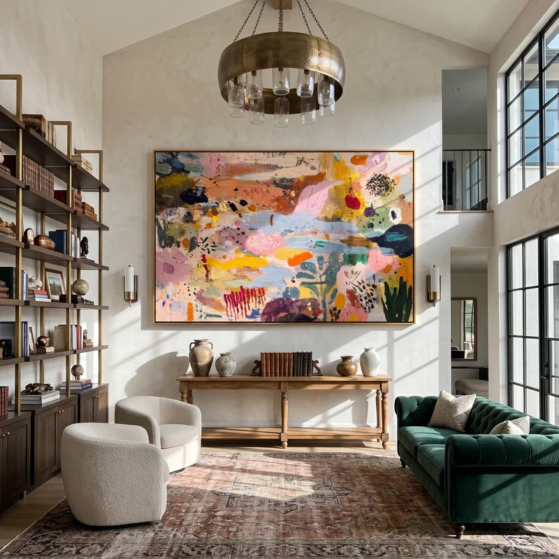 Colorful Abstract Wall Art – Pink Orange Eclectic Painting#yy825024