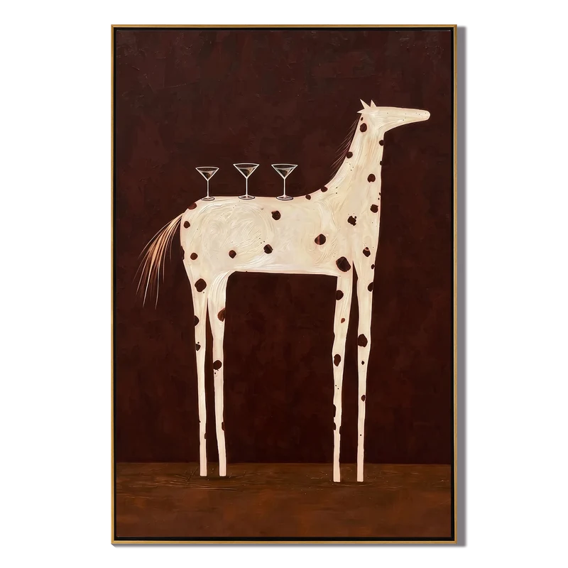 Spotted Horse Cocktail Wall Art – Whimsical Bar Painting#yy825025