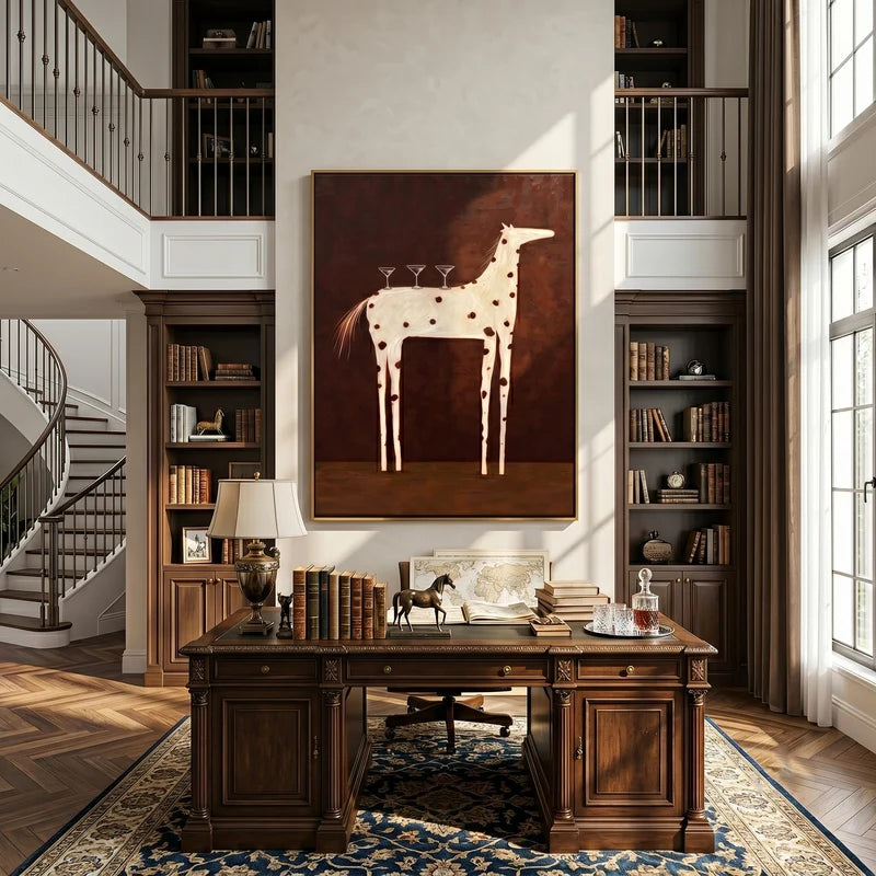 Spotted Horse Cocktail Wall Art – Whimsical Bar Painting#yy825025