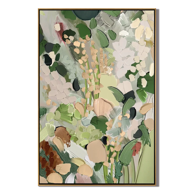 Sage Green Botanical Wall Art – Neutral Abstract Floral Painting#yy825031
