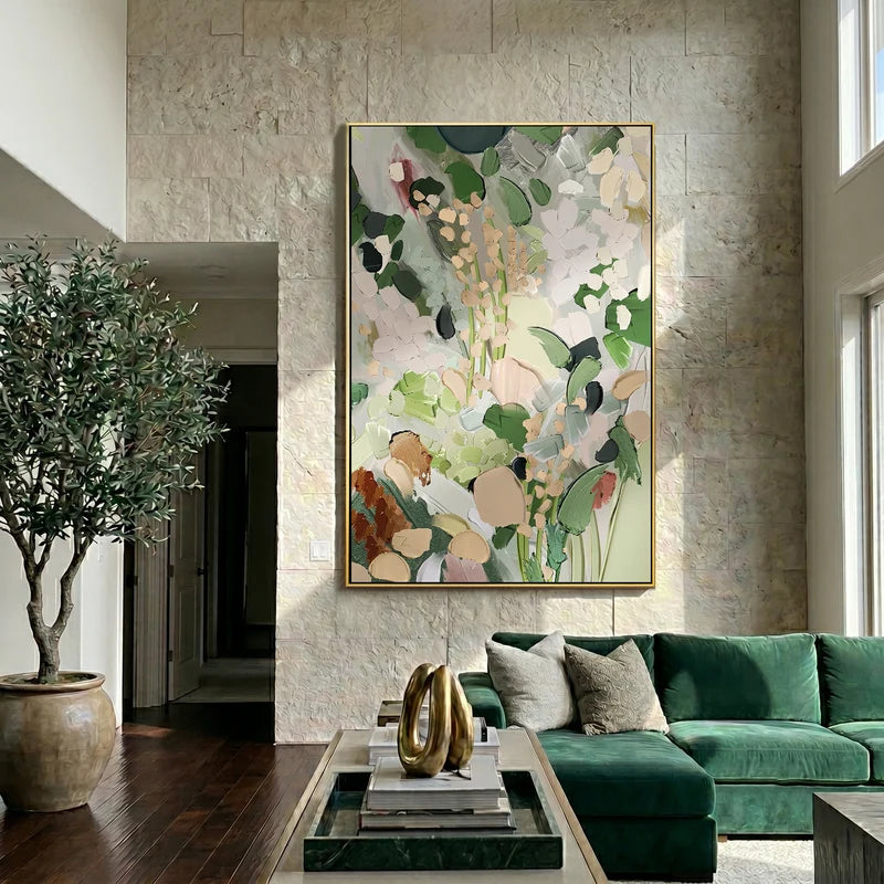 Sage Green Botanical Wall Art – Neutral Abstract Floral Painting#yy825031