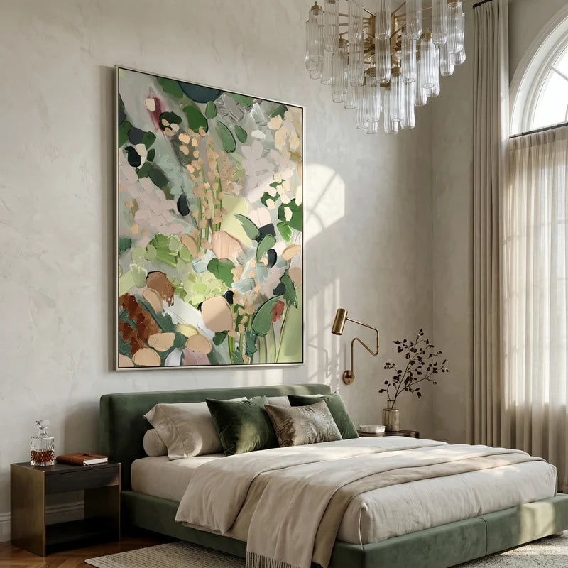 Sage Green Botanical Wall Art – Neutral Abstract Floral Painting#yy825031