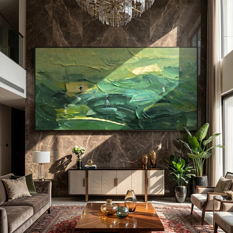 Golf Course Wall Art – Abstract Green Golfer Landscape#yy825033