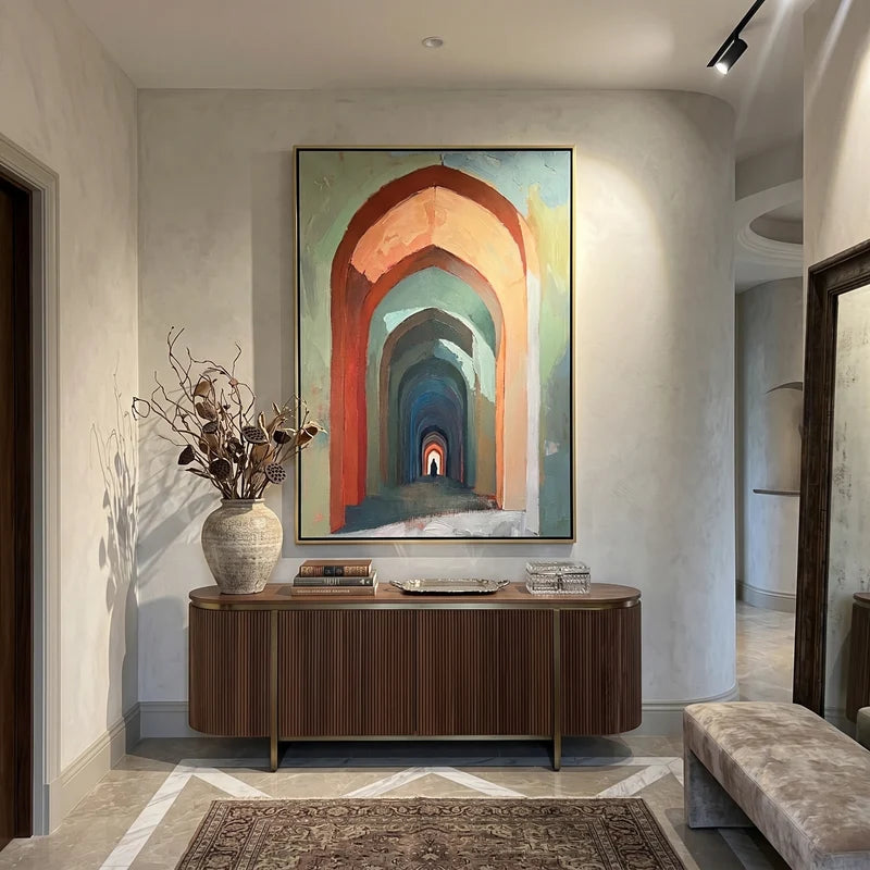 Colorful Archway Wall Art – Abstract Architectural Painting#yy825035