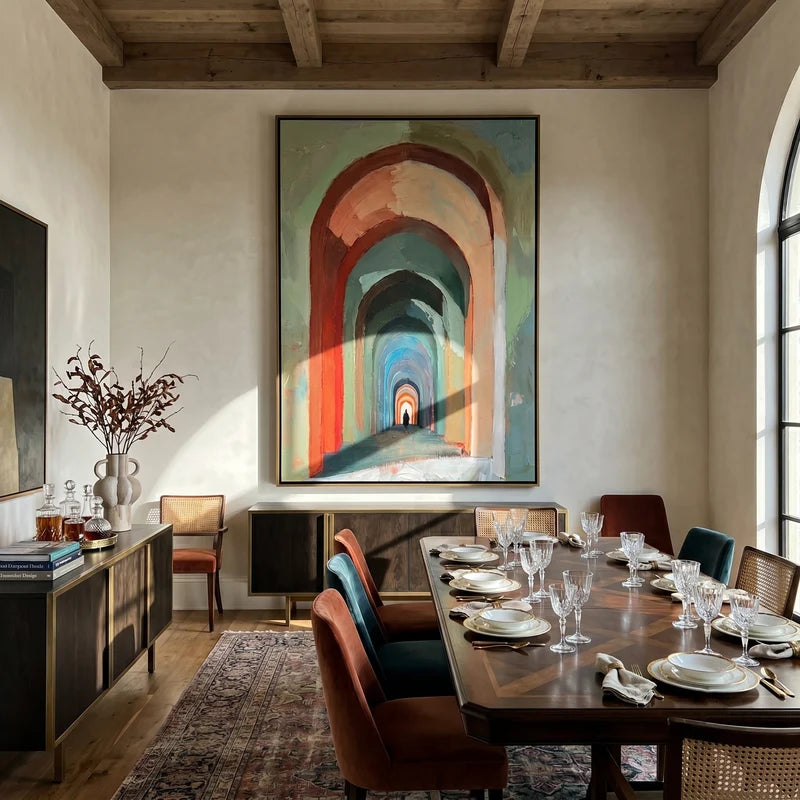 Colorful Archway Wall Art – Abstract Architectural Painting#yy825035