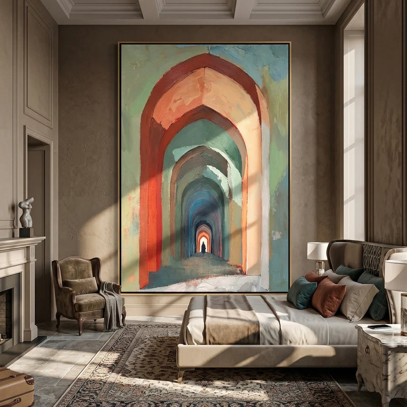 Colorful Archway Wall Art – Abstract Architectural Painting#yy825035