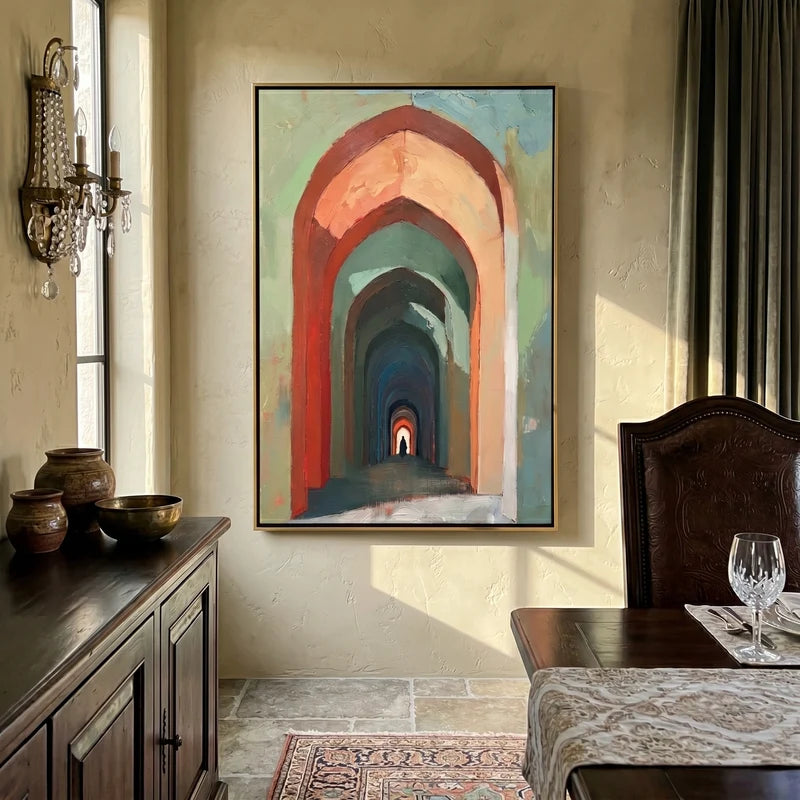 Colorful Archway Wall Art – Abstract Architectural Painting#yy825035