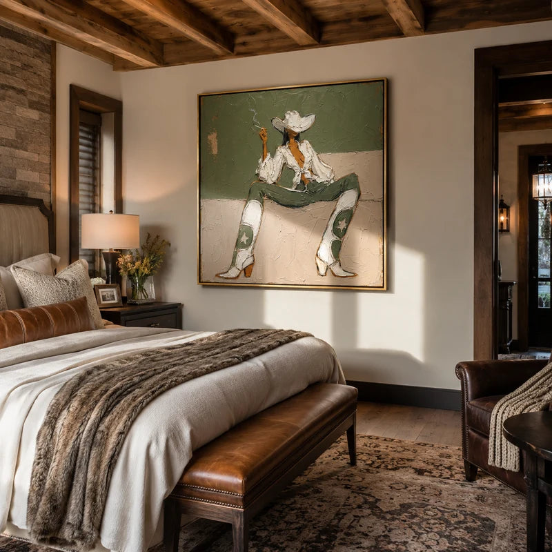 Sage Green Cowgirl Wall Art – Western Glam Portrait#yy825037