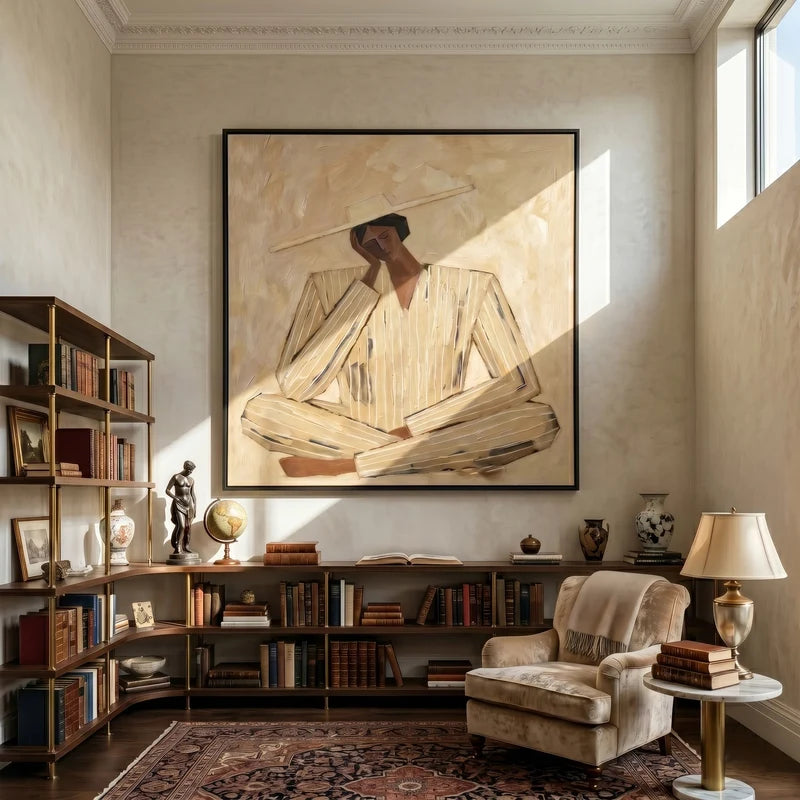 Quiet Contemplation Wall Art – Cream Neutral Figure Portrait#yy825047