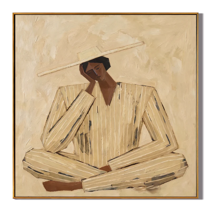 Quiet Contemplation Wall Art – Cream Neutral Figure Portrait#yy825047