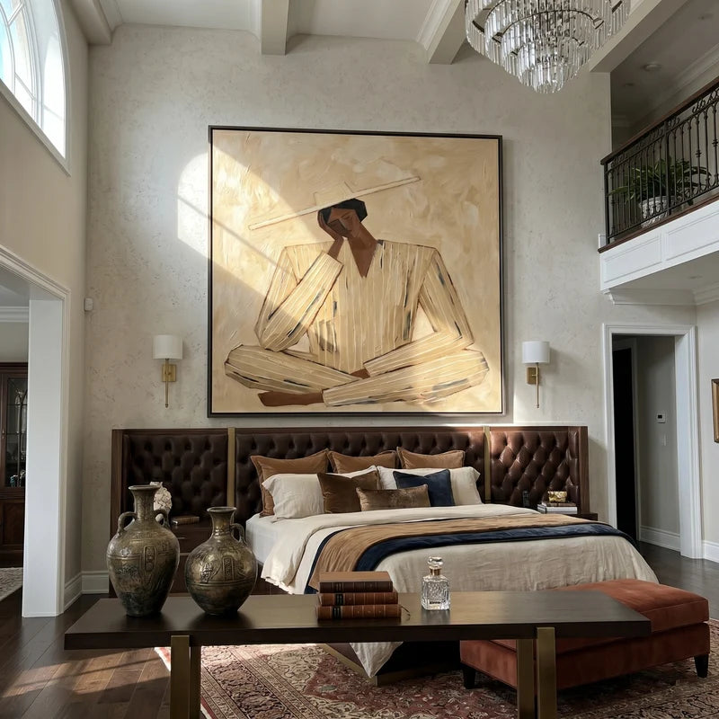 Quiet Contemplation Wall Art – Cream Neutral Figure Portrait#yy825047