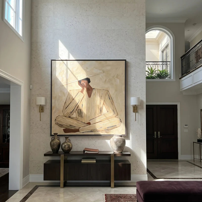 Quiet Contemplation Wall Art – Cream Neutral Figure Portrait#yy825047