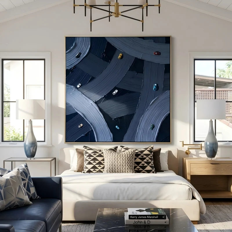 Highway Interchange Wall Art – Aerial Urban Traffic Painting#yy825048