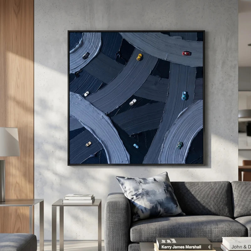 Highway Interchange Wall Art – Aerial Urban Traffic Painting#yy825048