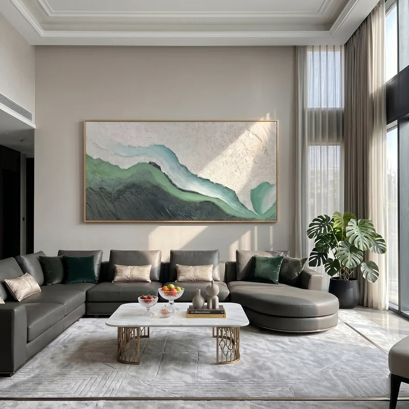 Gray & Mint Topographic Wall Art – Textured Organic Abstract#yy825049