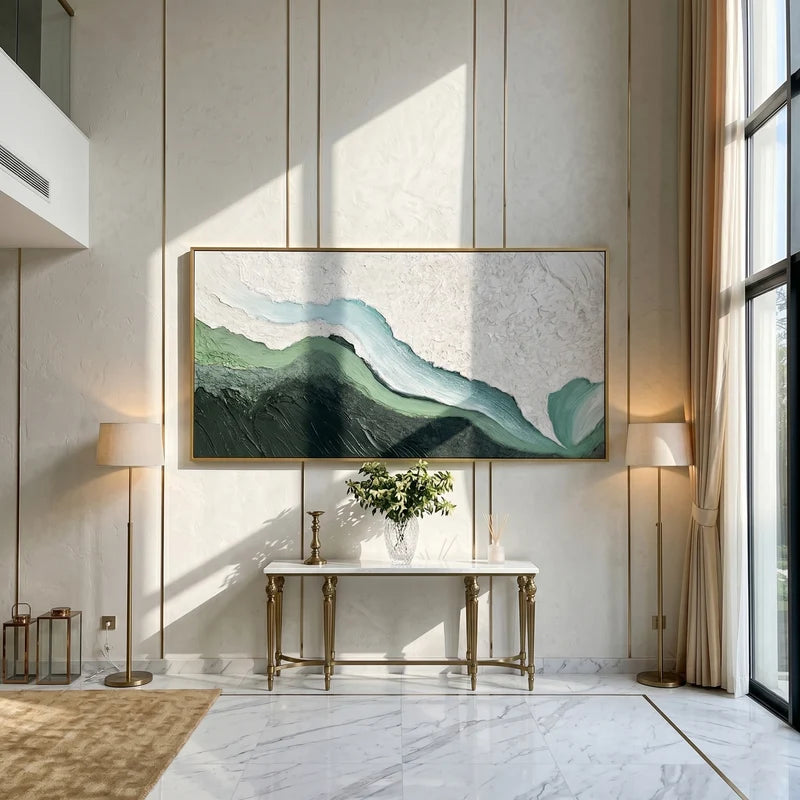 Gray & Mint Topographic Wall Art – Textured Organic Abstract#yy825049