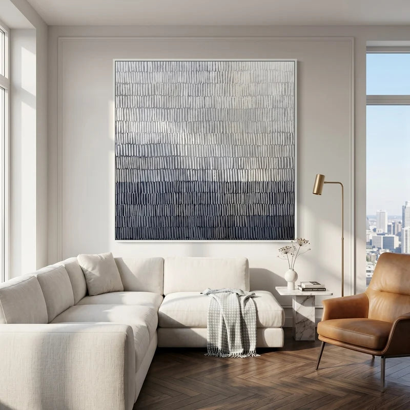 Black & White Textured Wall Art – Monochrome Grid Abstract#yy825051