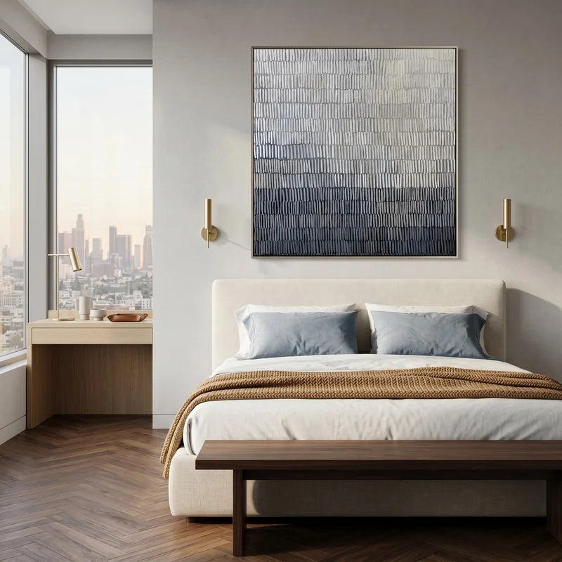 Black & White Textured Wall Art – Monochrome Grid Abstract#yy825051