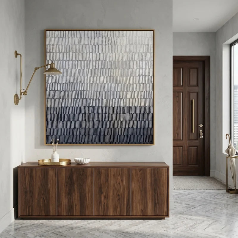 Black & White Textured Wall Art – Monochrome Grid Abstract#yy825051