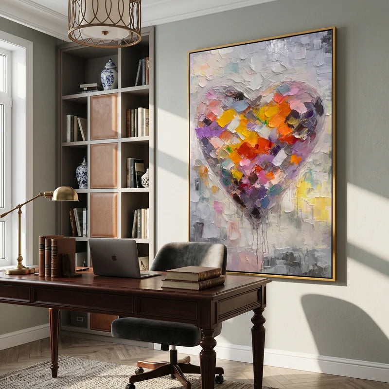 Colorful Heart Abstract Wall Art – Textured Modern Love Painting#ypy825052