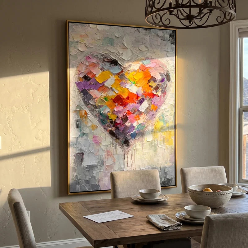 Colorful Heart Abstract Wall Art – Textured Modern Love Painting#ypy825052