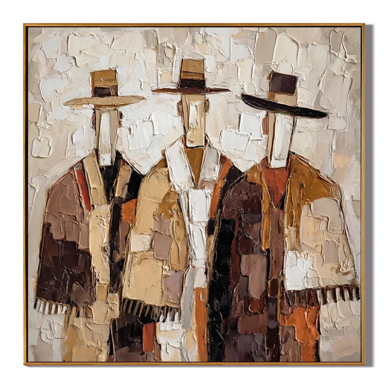 Three Cowboys Wall Art – Neutral Textured Western Portrait#yy825053