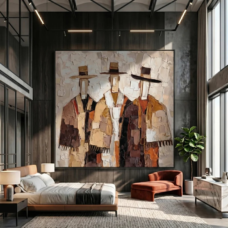 Three Cowboys Wall Art – Neutral Textured Western Portrait#yy825053