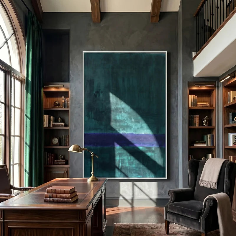 Dark Teal Abstract Wall Art – Indigo Color Field Painting#yy825063
