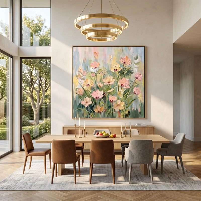 Pink Wildflower Wall Art – Pastel Garden Floral Painting#yy825064