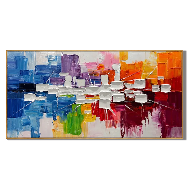 Colorful Geometric Abstract Wall Art – Blue & Orange Painting#yy825065