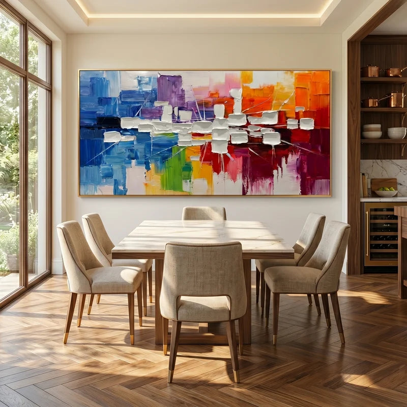Colorful Geometric Abstract Wall Art – Blue & Orange Painting#yy825065