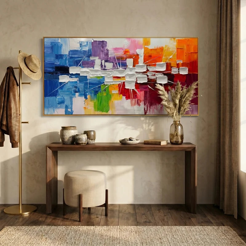 Colorful Geometric Abstract Wall Art – Blue & Orange Painting#yy825065