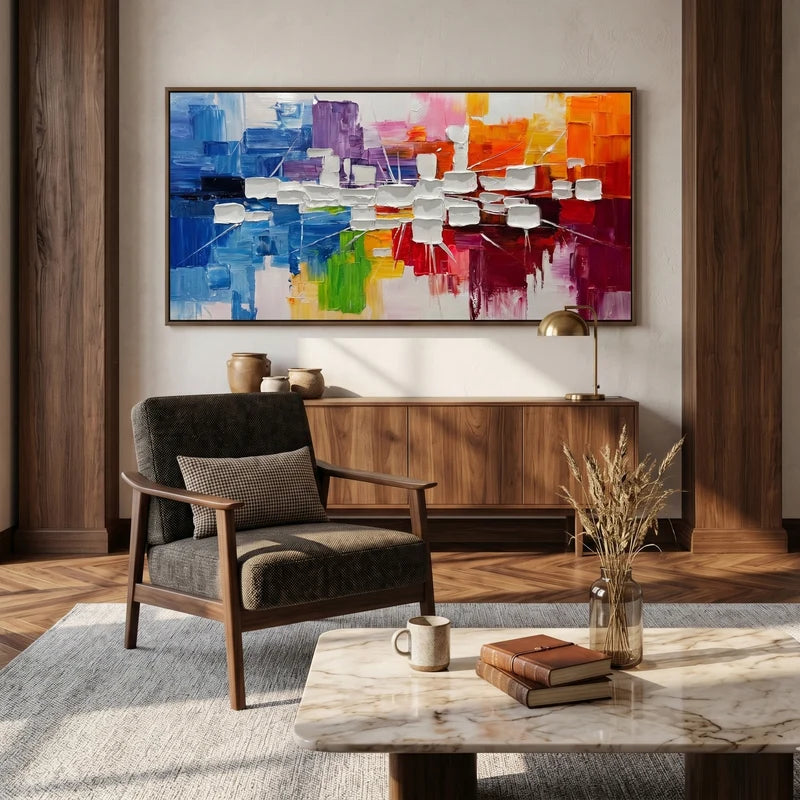 Colorful Geometric Abstract Wall Art – Blue & Orange Painting#yy825065