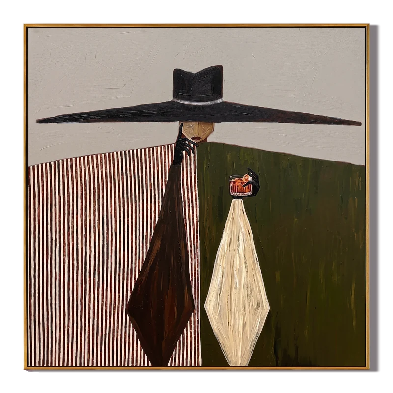 Whiskey Cowboy Wall Art – Oversized Black Hat Western Portrait#yy825069