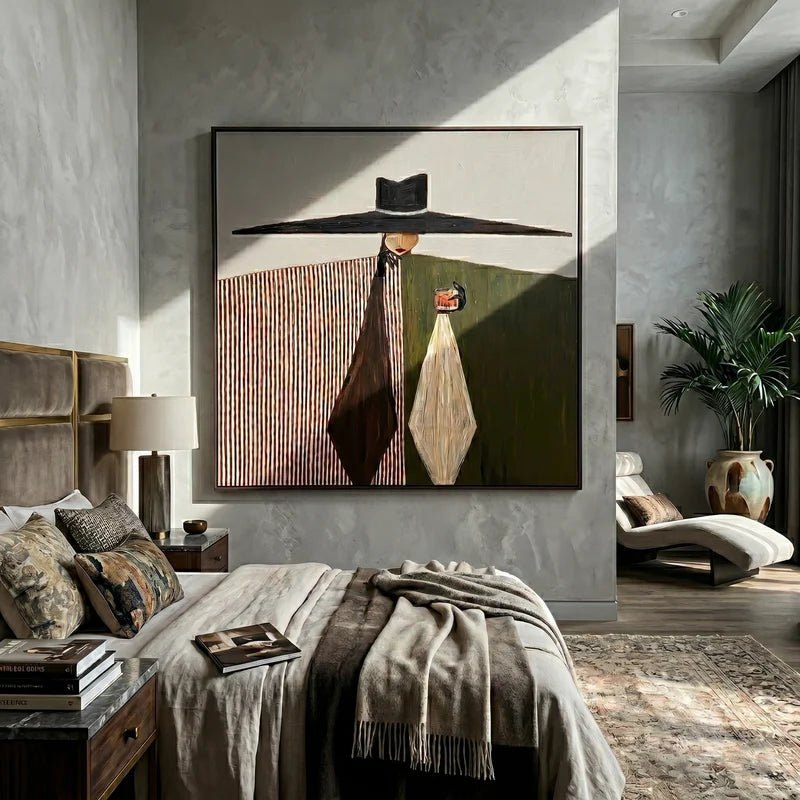 Whiskey Cowboy Wall Art – Oversized Black Hat Western Portrait#yy825069